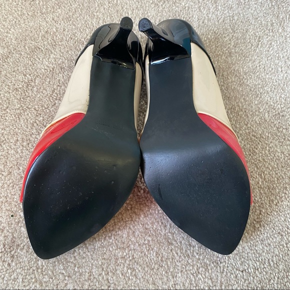 Cream/Black/Red heels with pointed toe size 8 - Picture 6 of 6